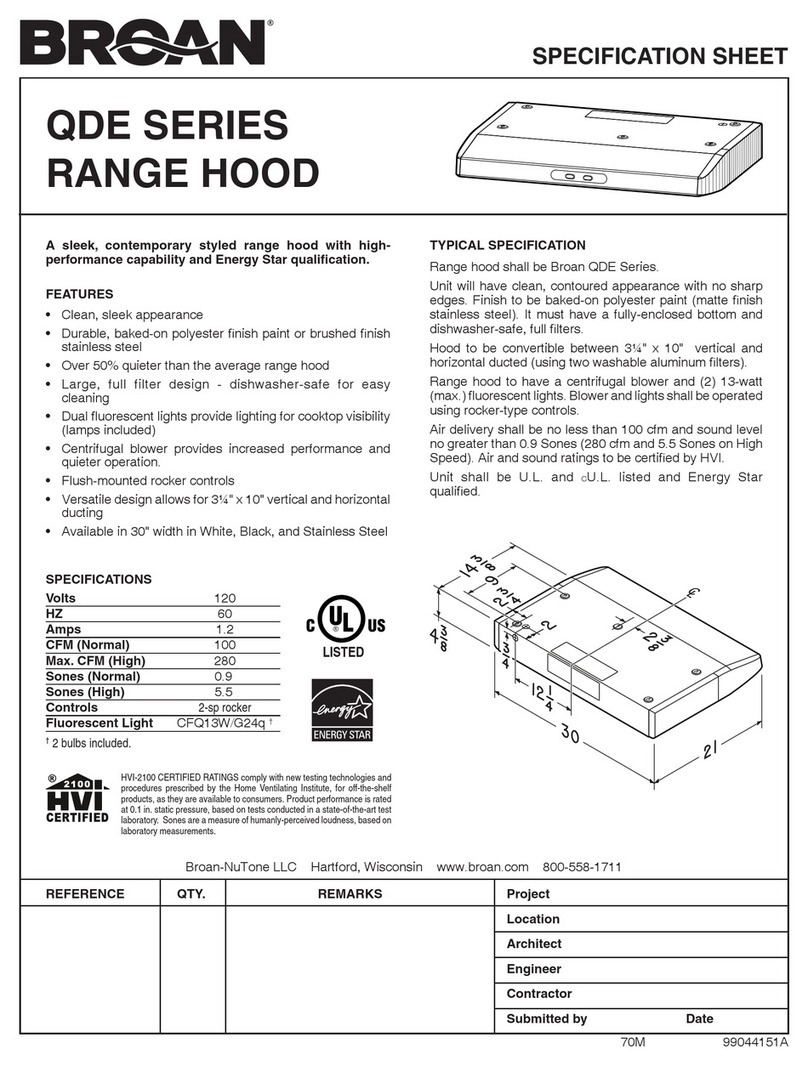 Broan QDE30 User manual