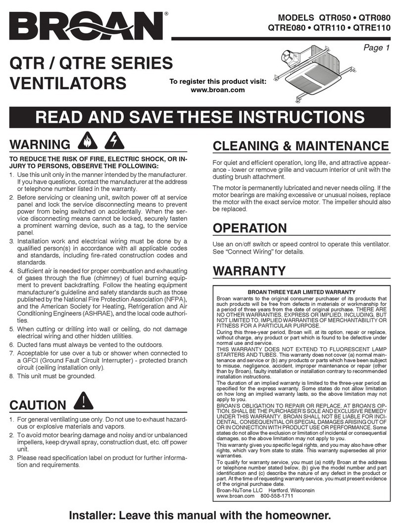 Broan QTR050 user manual
