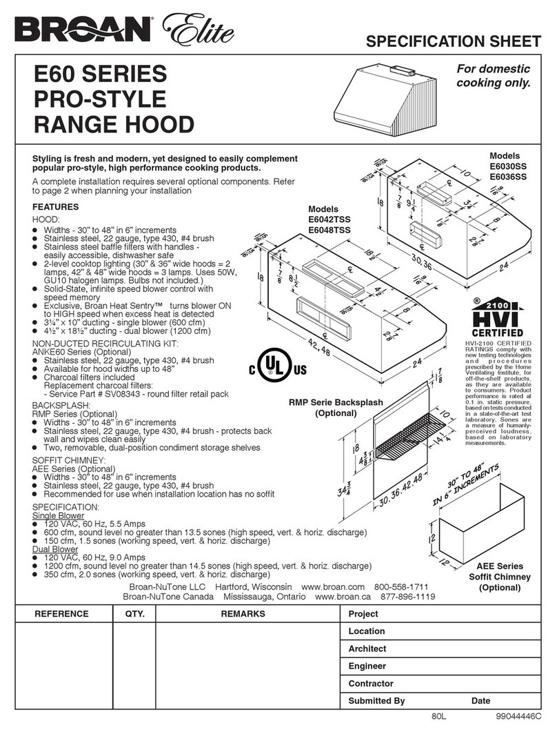 Broan Elite E6042TSS User manual