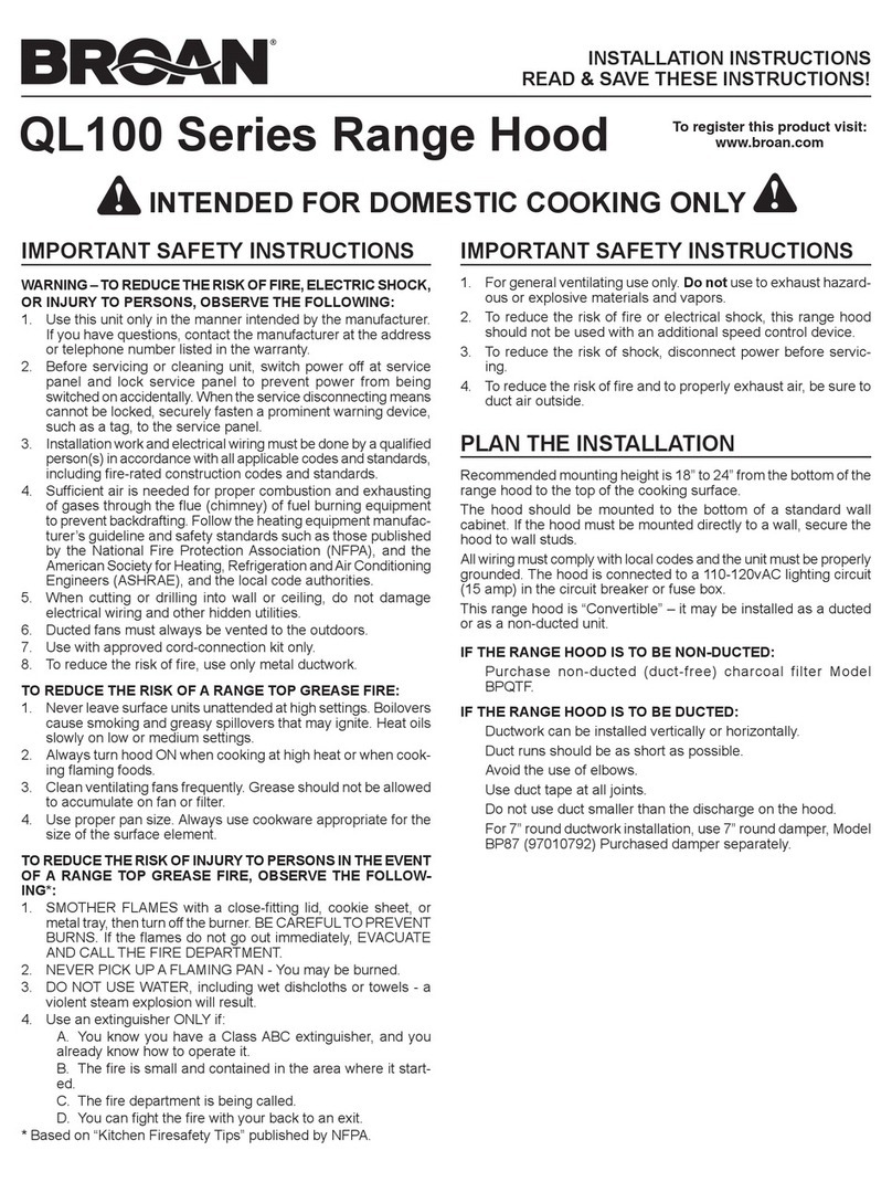 Broan QL130BC Ql100 Series User manual