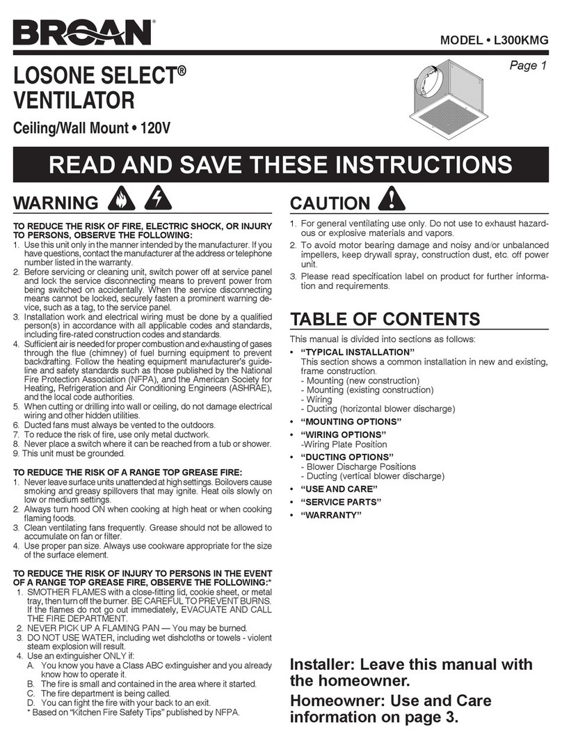 Broan LOSONE SELECT L300KMG instruction manual