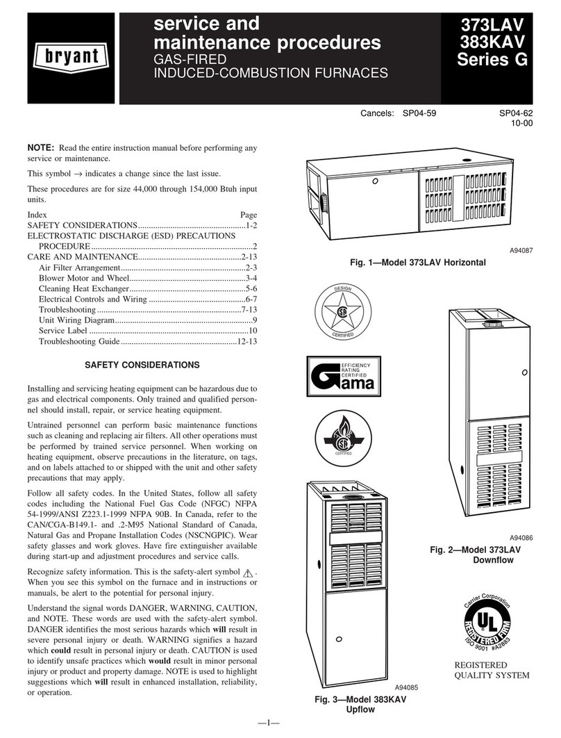Bryant GAS-FIRED INDUCED-COMBUSTION FURNACES 373LAV Installation and user guide