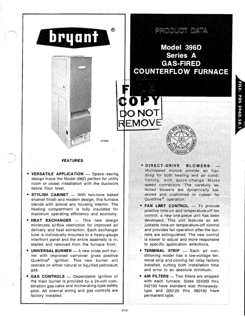 Bryant GAS=FIRED COUNTERFLOWED FURNICE 396D Operation manual