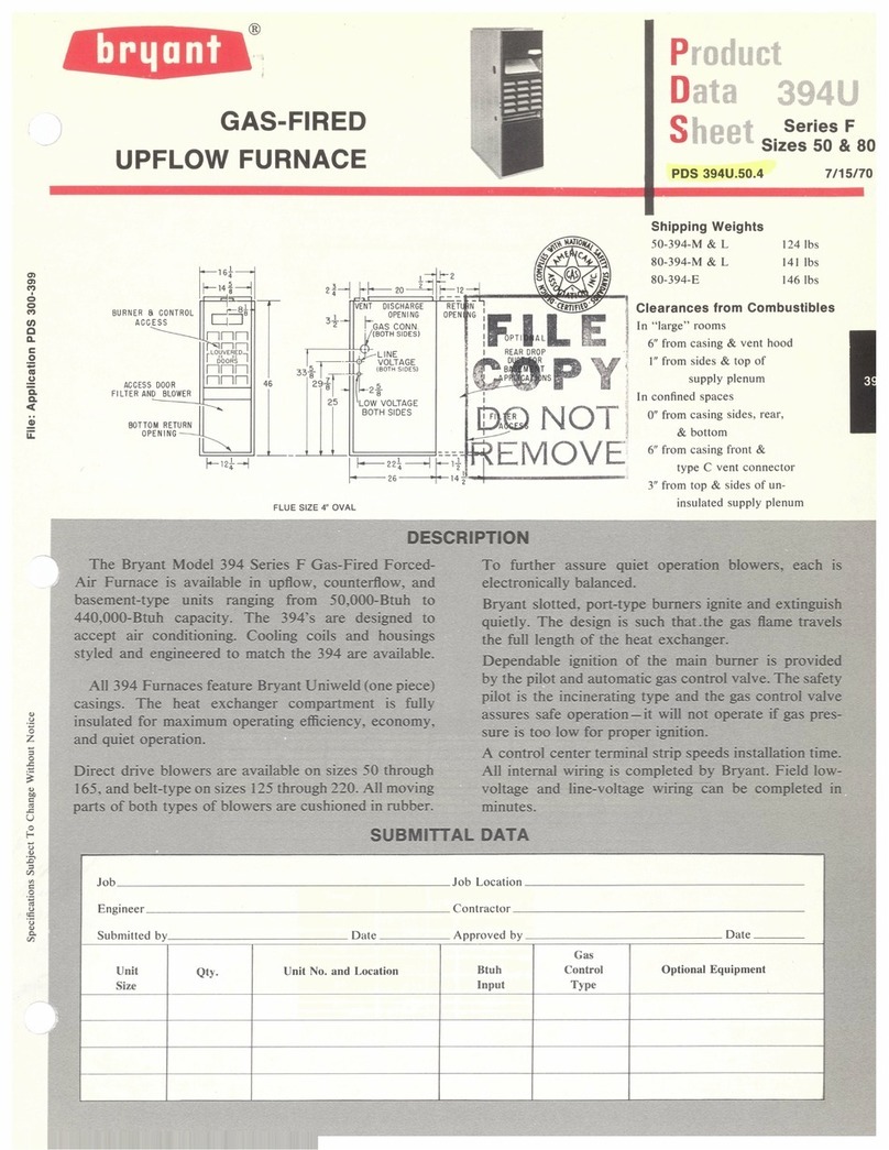 Bryant GAS-FIRED UPFLOW FURNACE 394U Operational manual