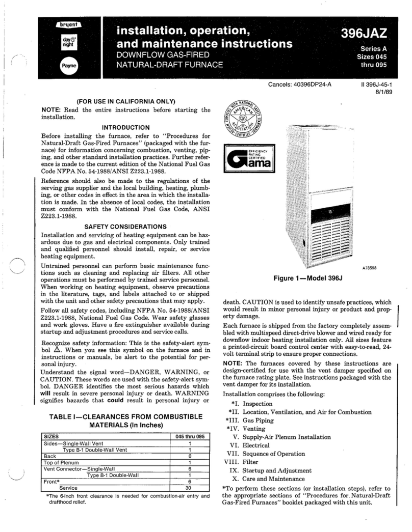 Bryant 396JAZ Installation, operation and maintenance instructions