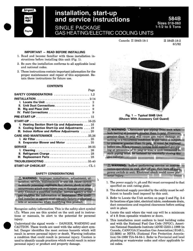 Bryant 584B Dimensions and installation guide