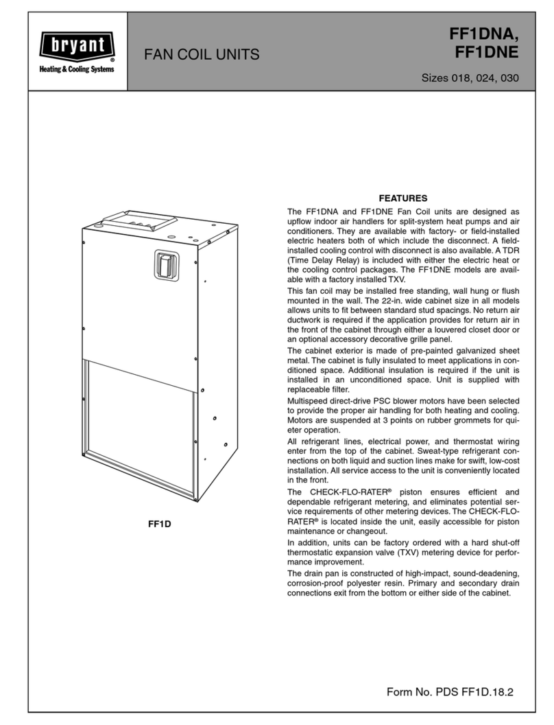 Bryant FAN COIL UNITS FF1DNA User manual