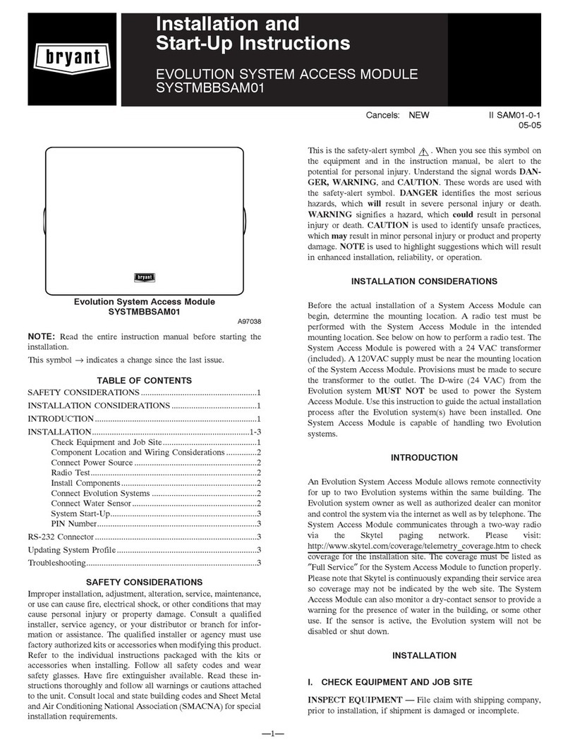 Bryant SYSTMBBSAM01 Installation and start-up instructions