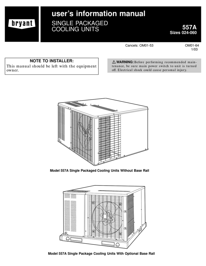 Bryant SINGLE PACKAGED COOLING UNITS WITHOUT BASE RAIL... Guide