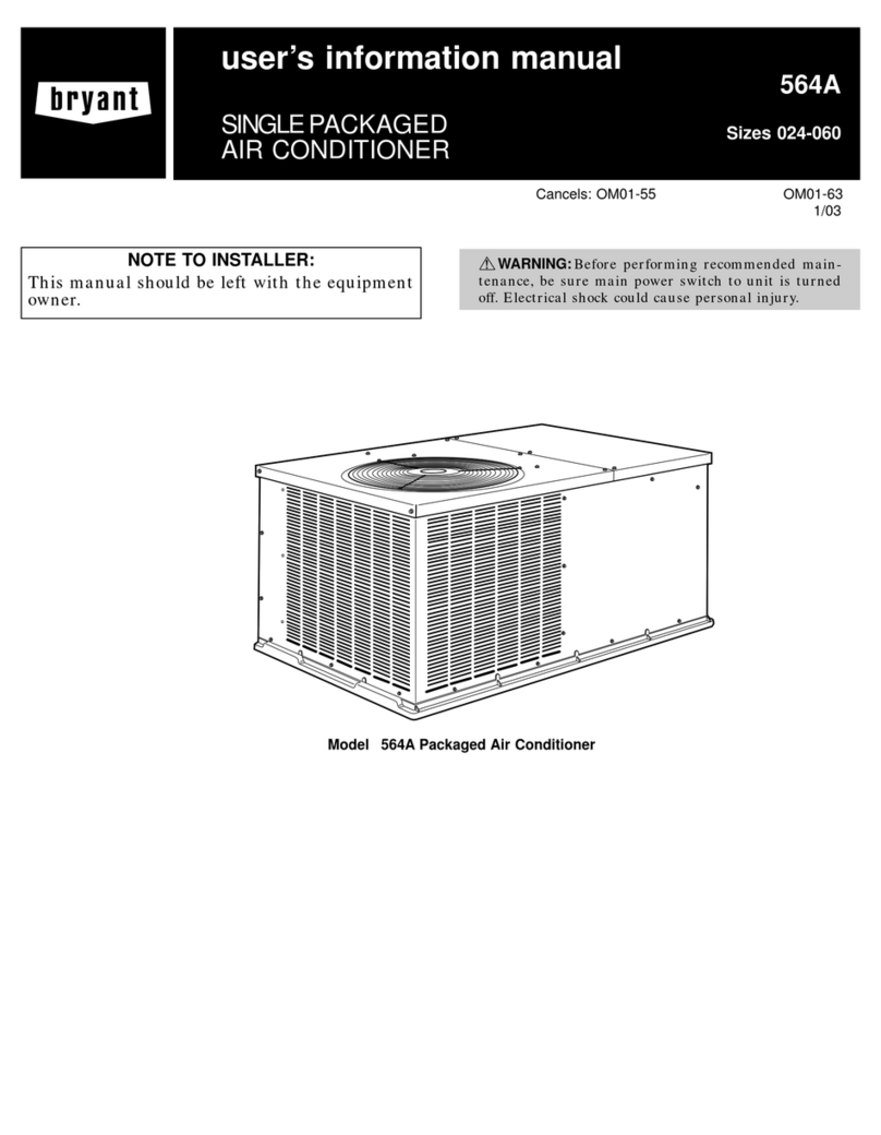 Bryant SINGLEPACKAGED AIR CONDITIONER 564A Guide