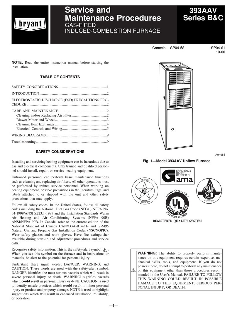 Bryant GAS-FIRED INDUCED-COMBUSTION FURNACE 393AAV Installation and user guide