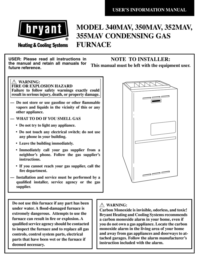 Bryant CONDENSING GAS FURNACE 350MAV Guide