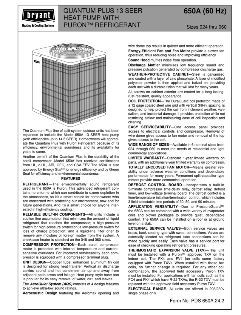 Bryant QUANTUM PLUS 650A User manual