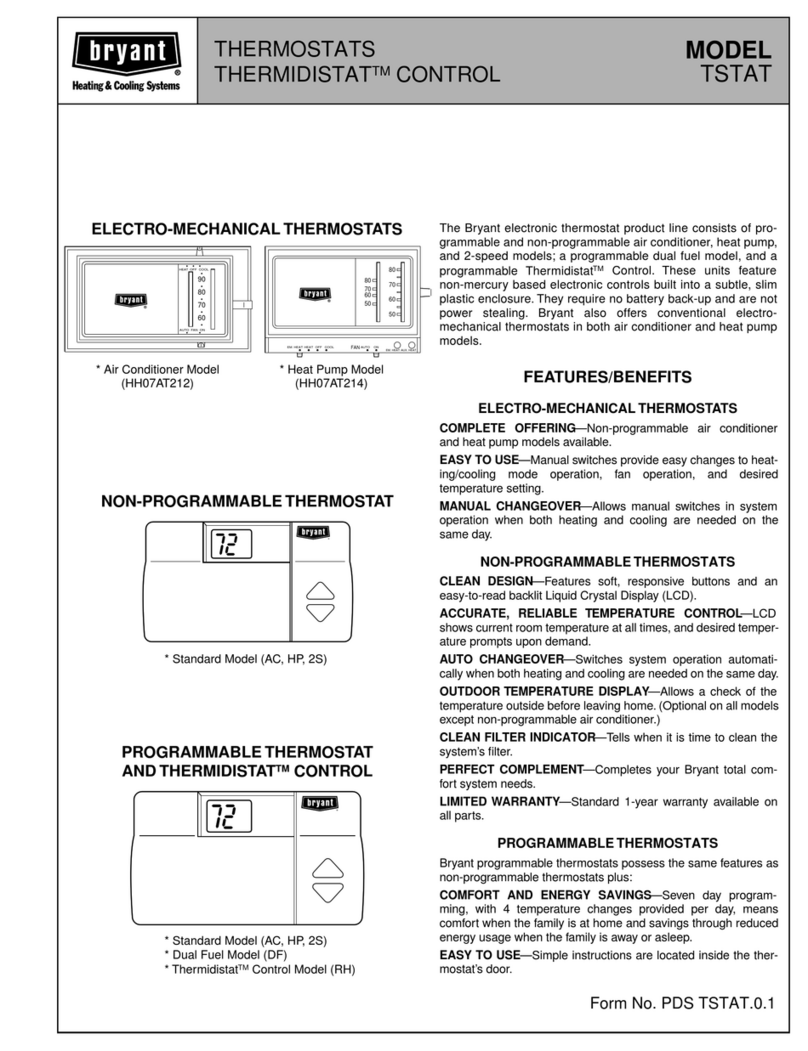 Bryant THERMIDISTAT CONTROL TSTAT user manual