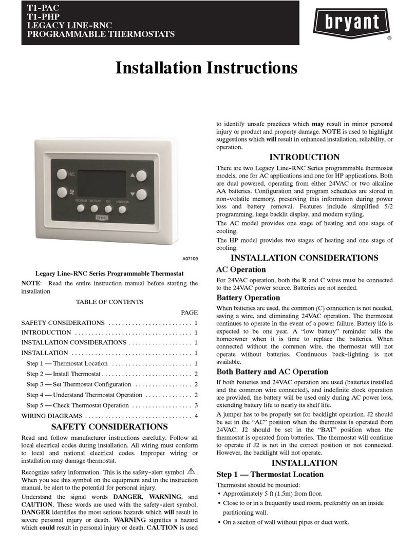 Bryant LEGACY LINE--RNC T1--PAC User manual