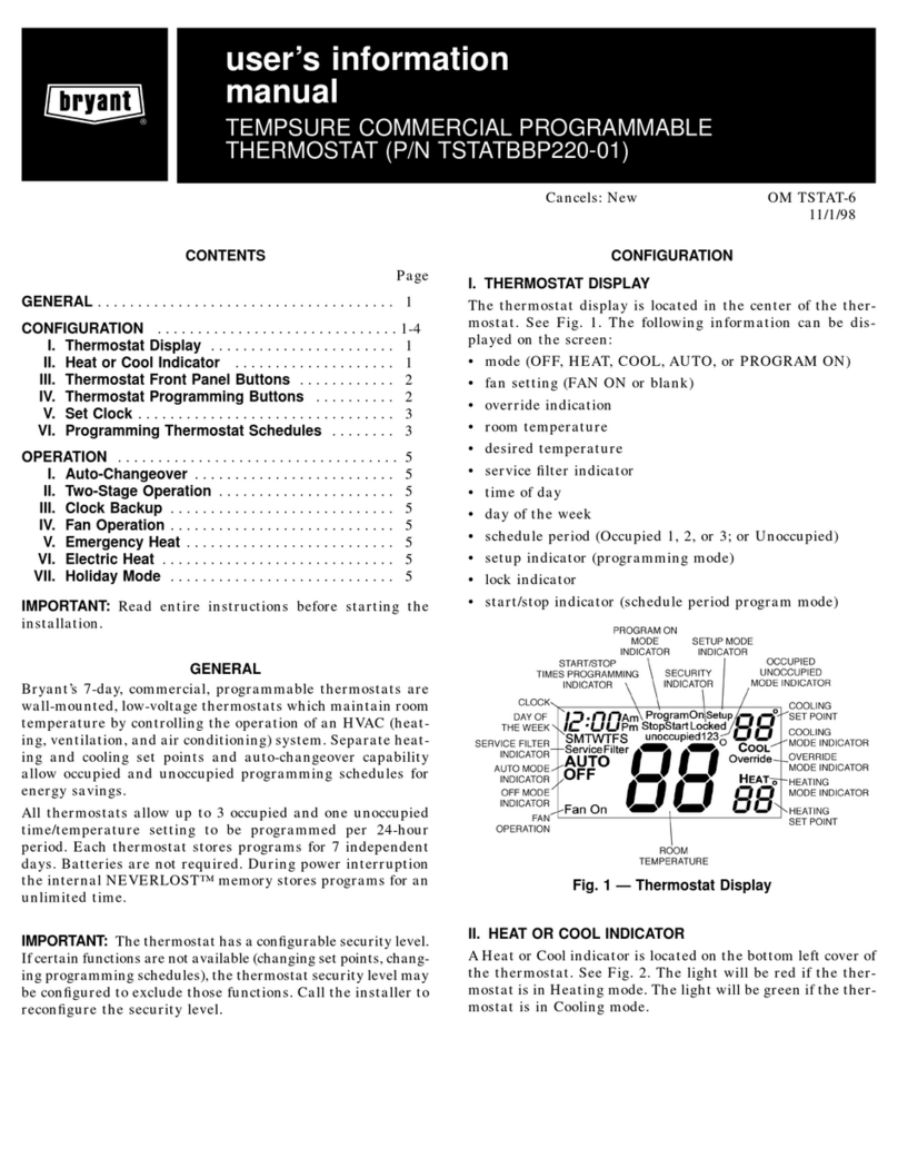 Bryant P/N TSTATBBP220-01 Guide Bryant P/N TSTATBBP220-01 Guide