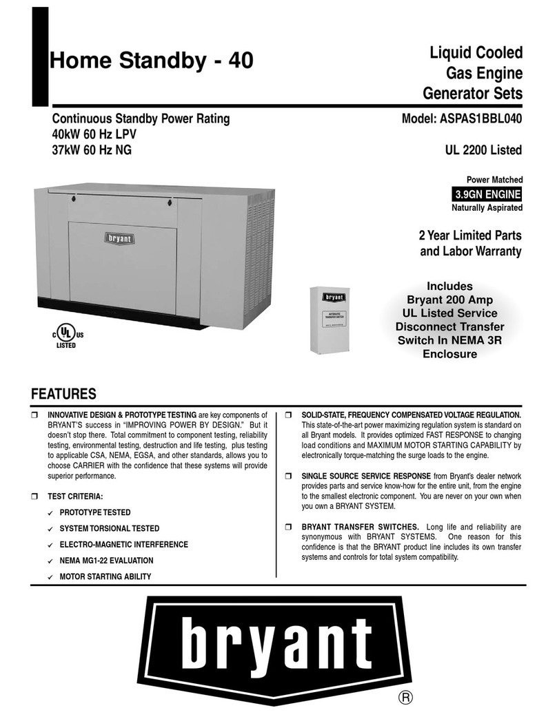 Bryant HOME STANDBY-40 ASPAS1BBL040 Specifications
