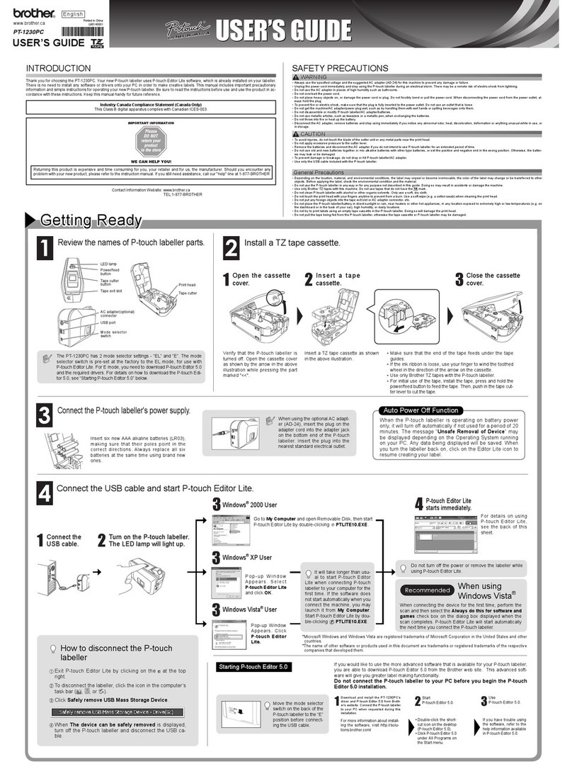 Brother P-Touch PT-1230PC User manual