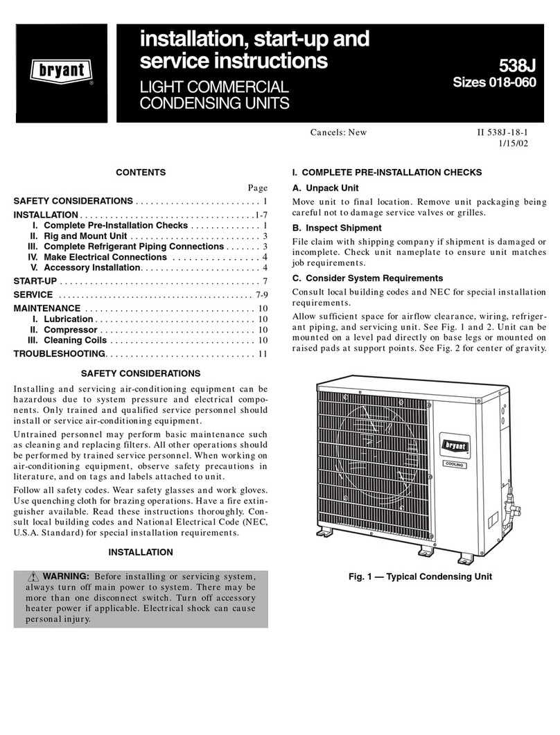 Bryant 538J-18-1 Dimensions and installation guide