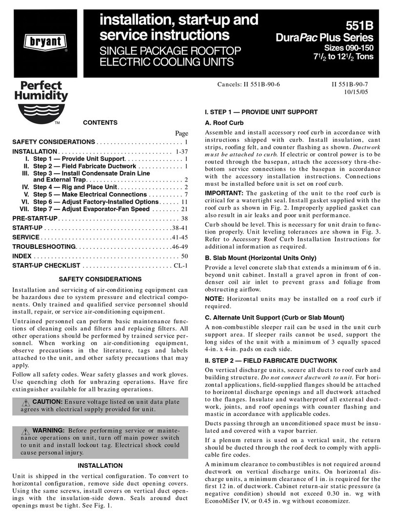 Bryant DURAPAC PLUS 551B Installation, Start-Up and Service Instructions