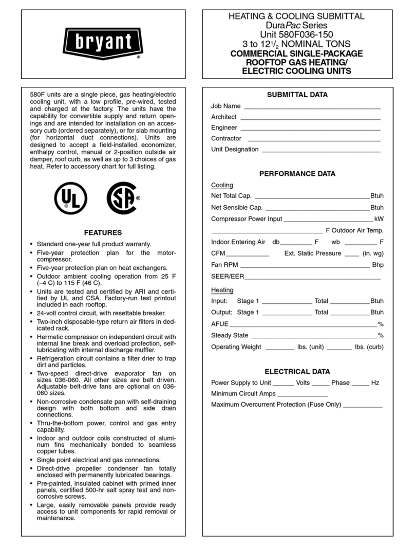 Bryant DURAPAC 580F036-150 User manual