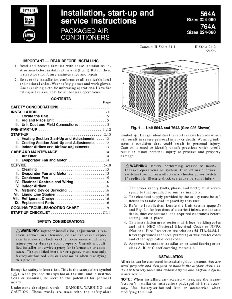 Bryant 764A Dimensions and installation guide