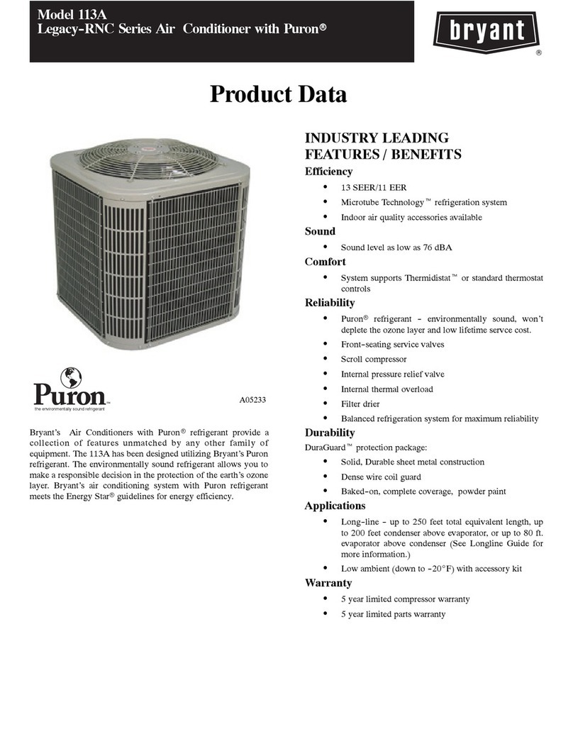 Bryant AIR CONDITIONER WITH PURON 113A Operation manual