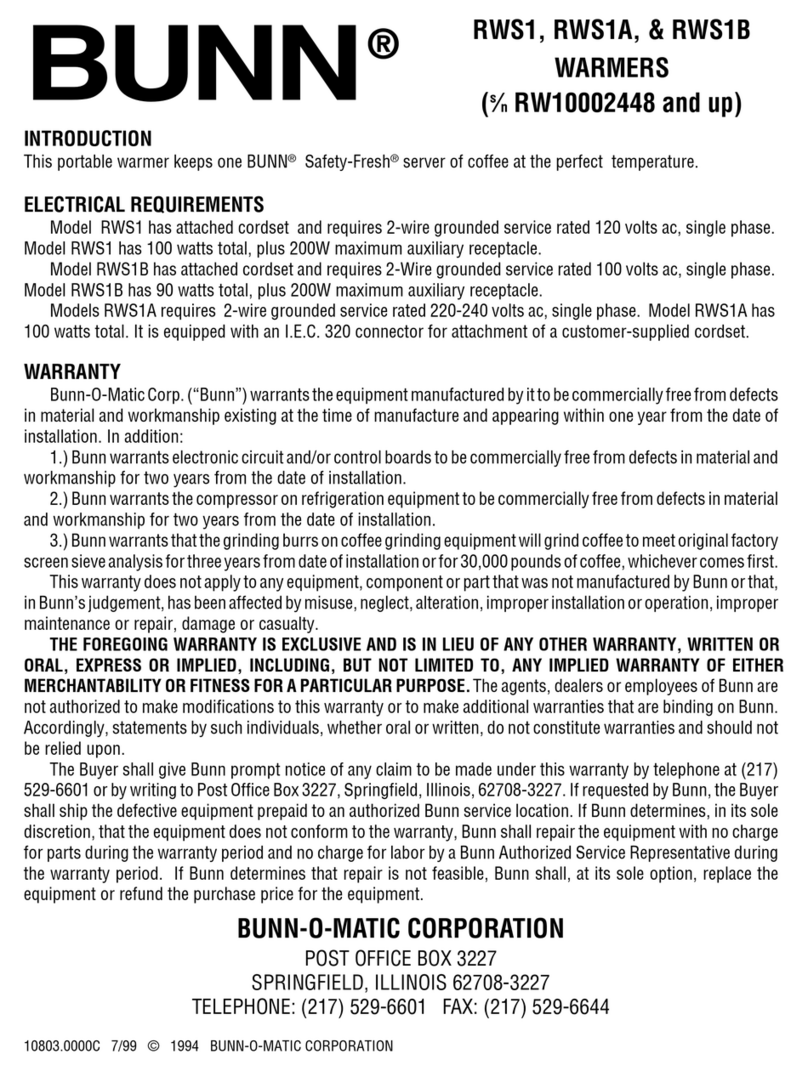 Bunn RWS1 User manual