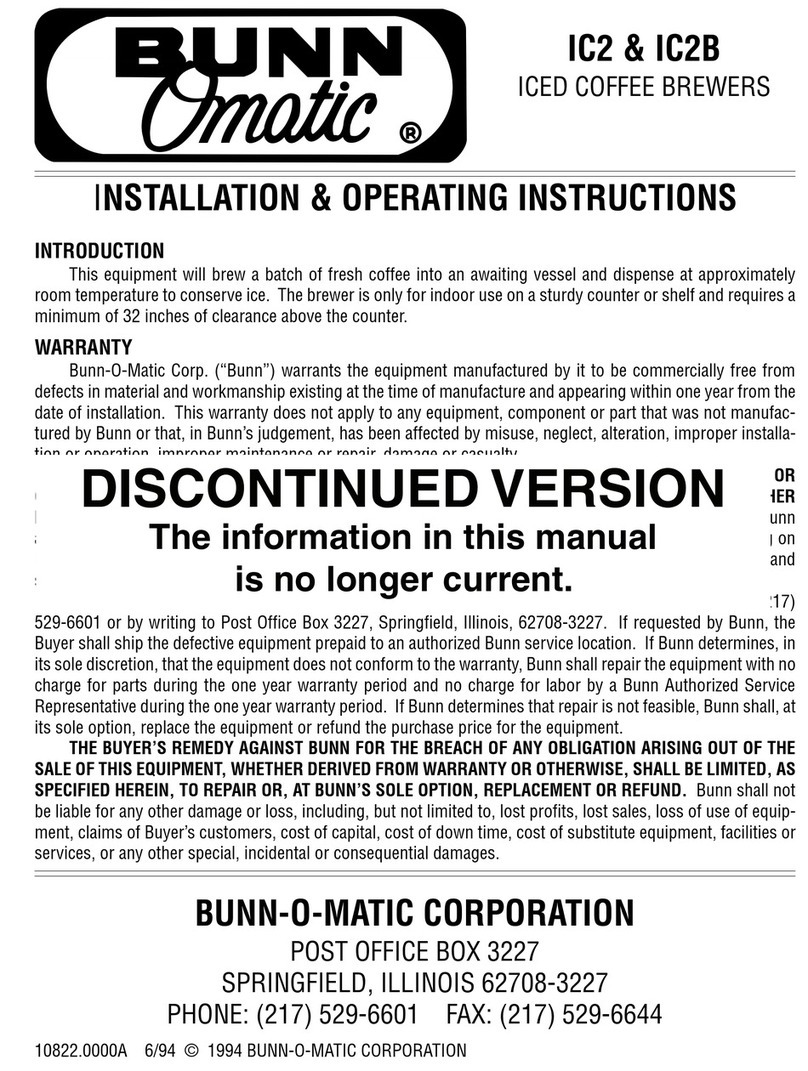 Bunn HC-1 Installation and operating instructions