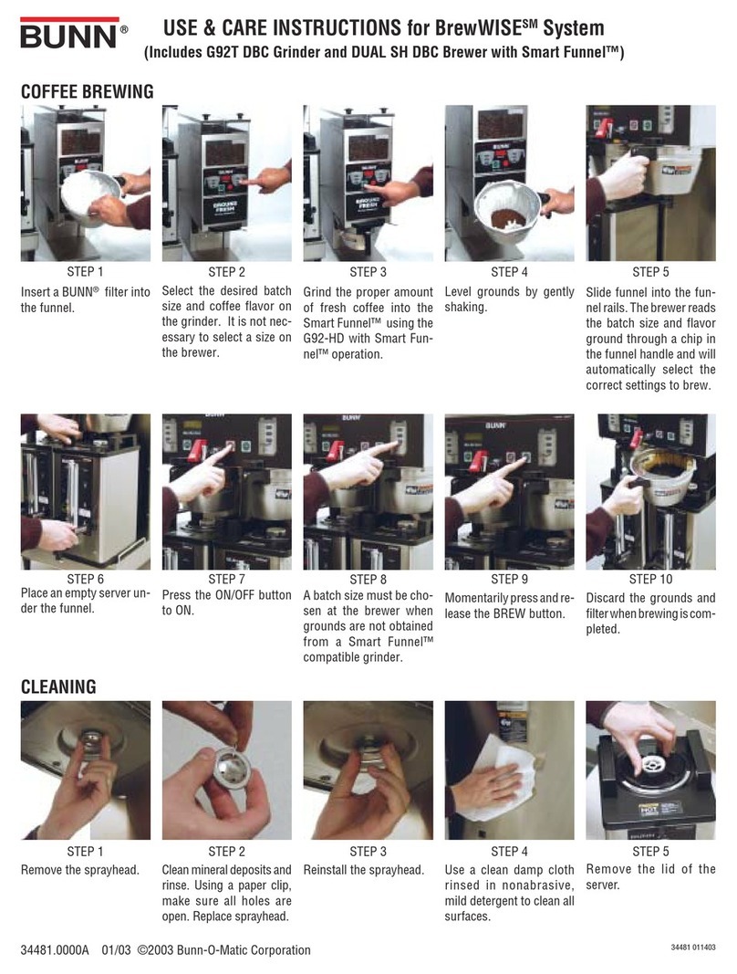 Bunn Single SH Quick reference guide