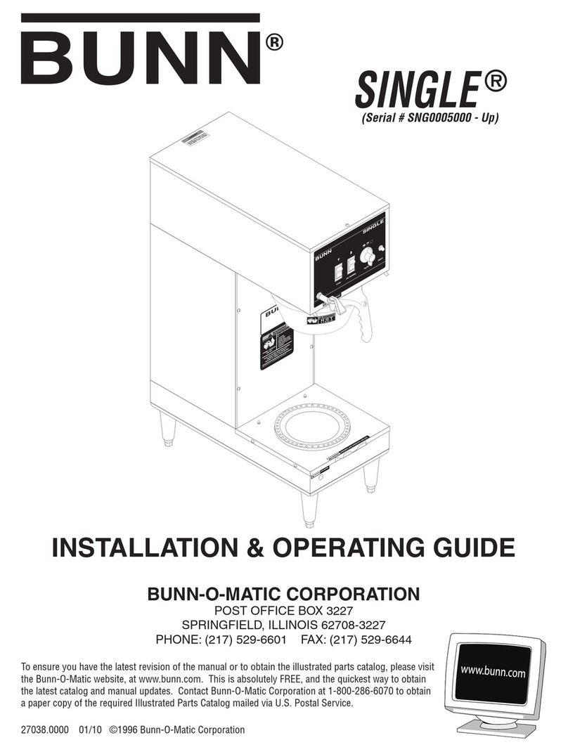 Bunn SINGLE TM (Serial # SNG0005000 - Up) Installation guide