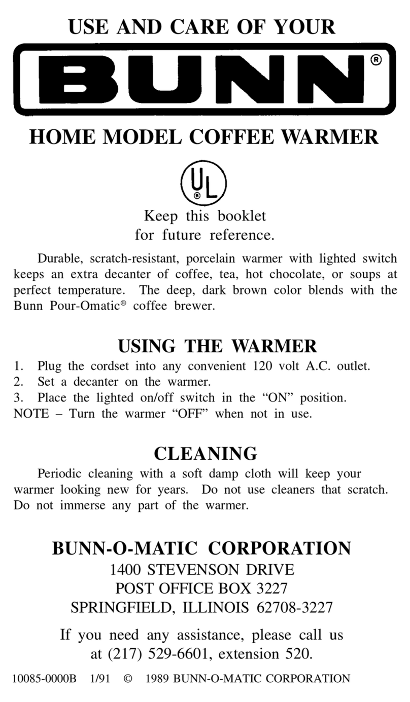 Bunn Coffee Warmer Installation instructions