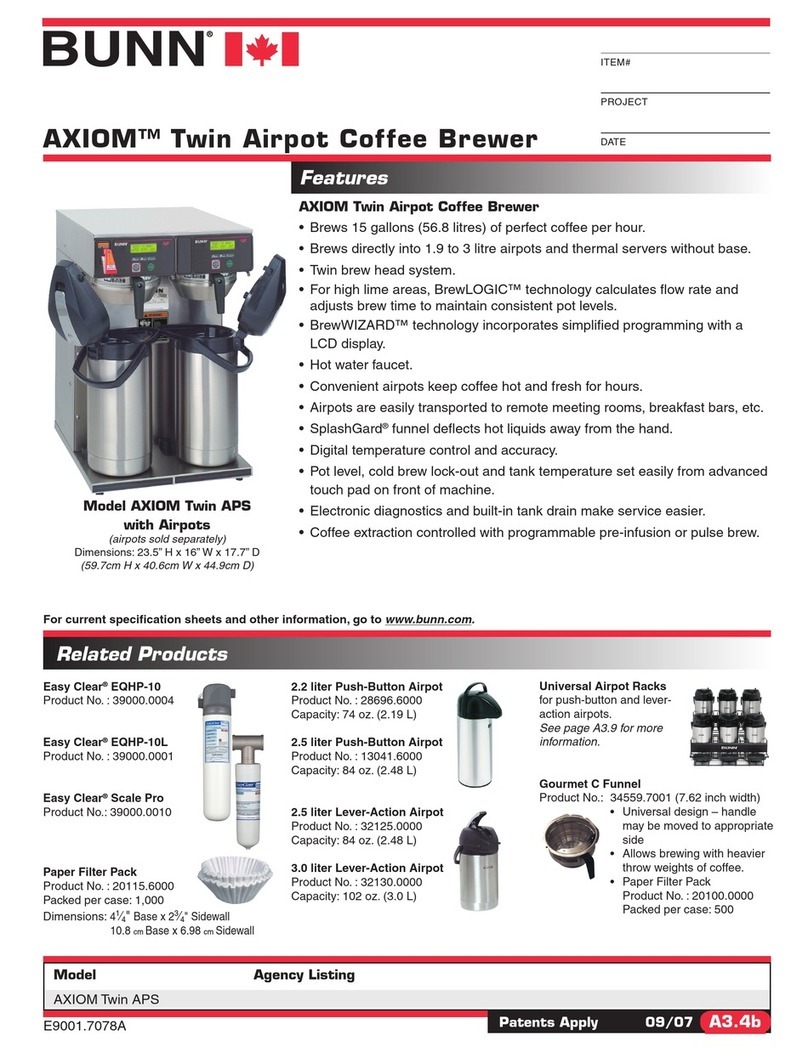 Bunn AXIOM Twin APS User manual