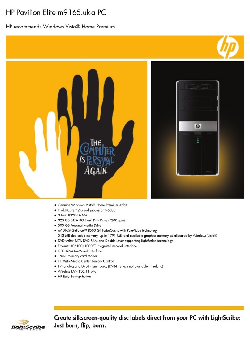 HP Pavilion Elite m9165 User manual