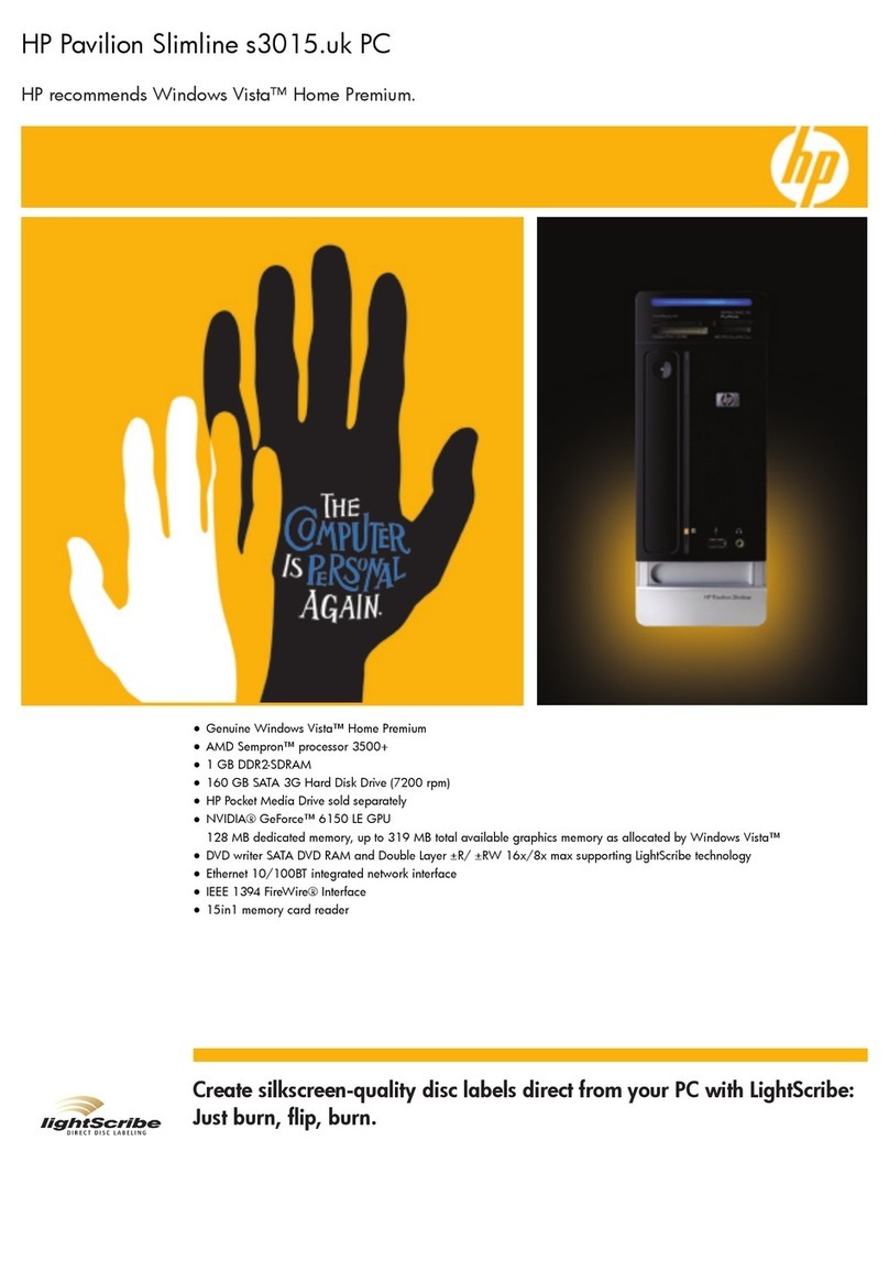 HP Pavilion Slimline s3015.uk User manual