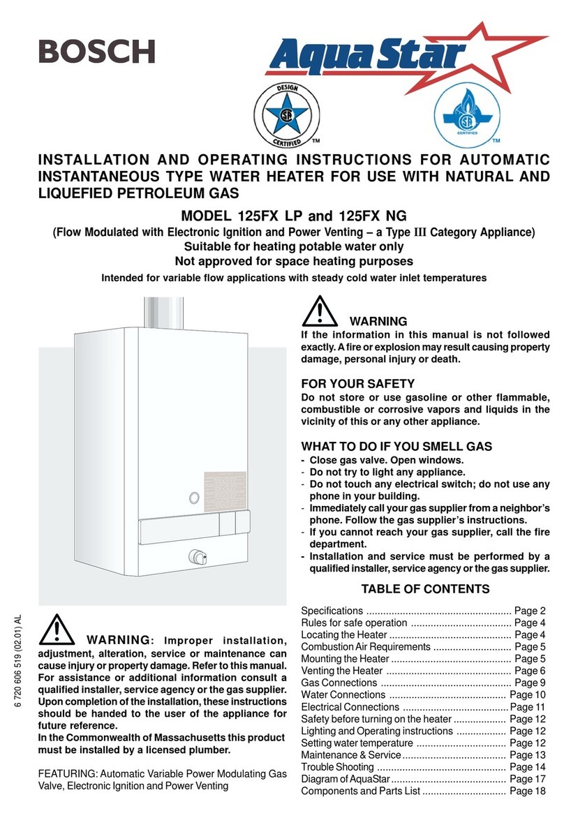 Bosch AquaStar 125FX LP Installation and operating instructions Bosch AquaStar 125FX LP Installation and operating instructions