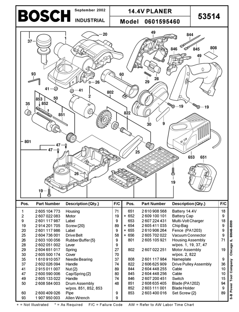 Bosch 53514B - NA 14.4V 3-1/4" Cordless Planer User manual