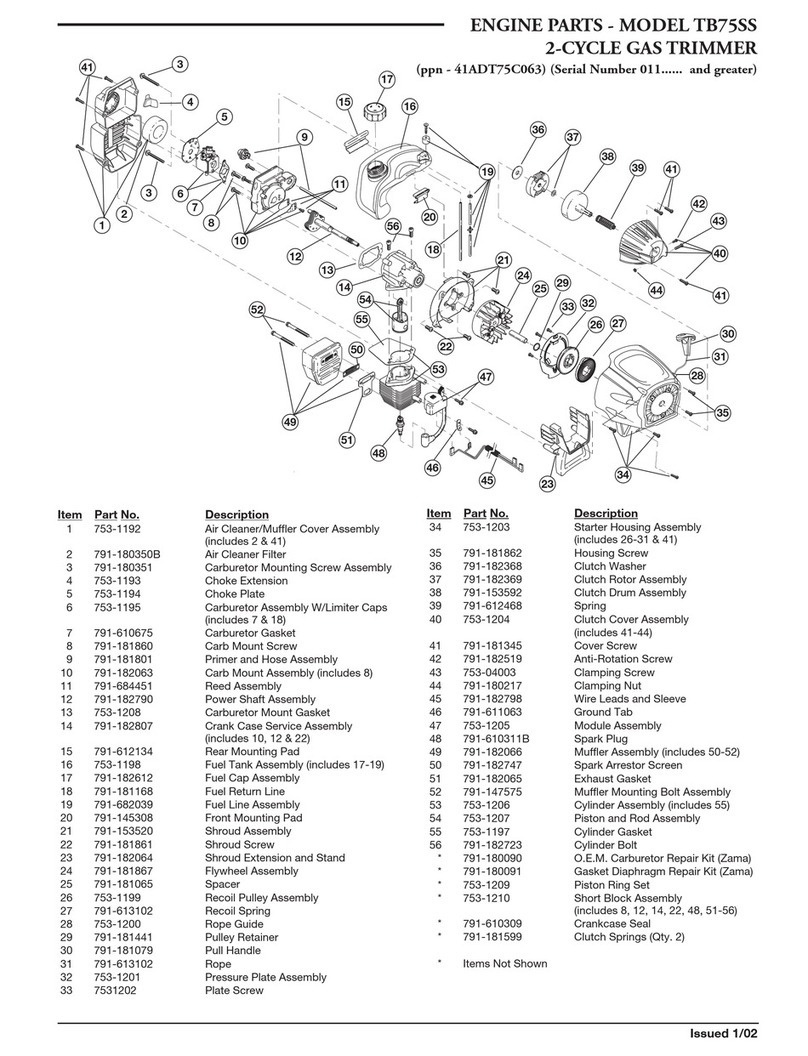 Bolens TB75SS parts list