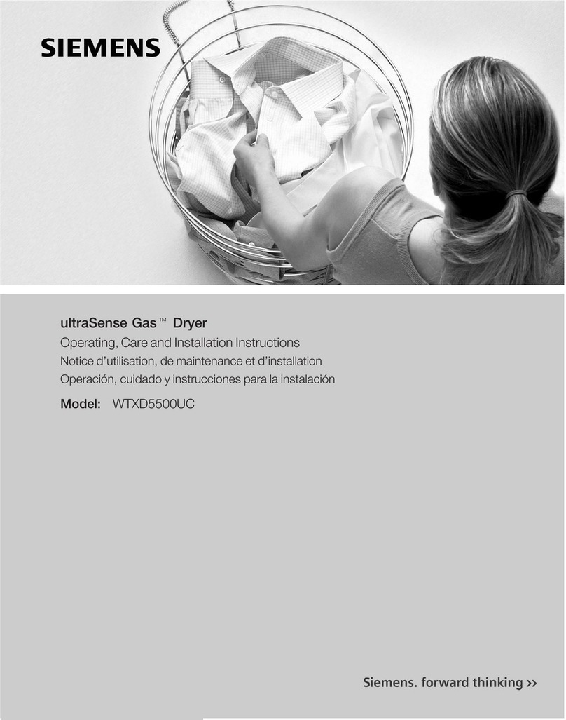 Siemens ultraSense WTXD5500UC Operating, care and installation instructions