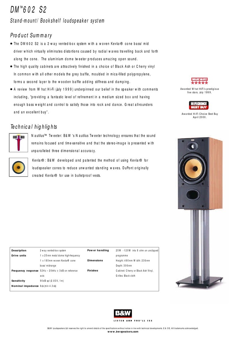 Bowers & Wilkins DM 602 S2 Specification sheet