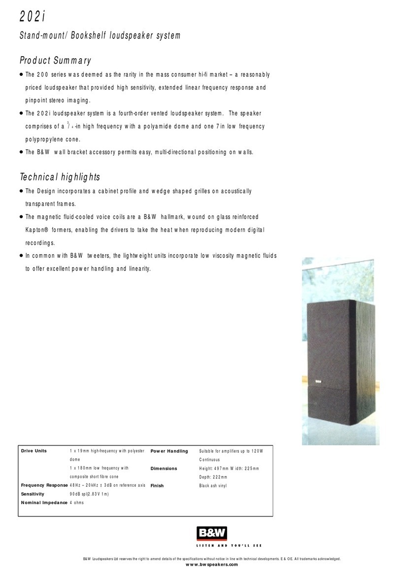Bowers & Wilkins 202i Specification sheet