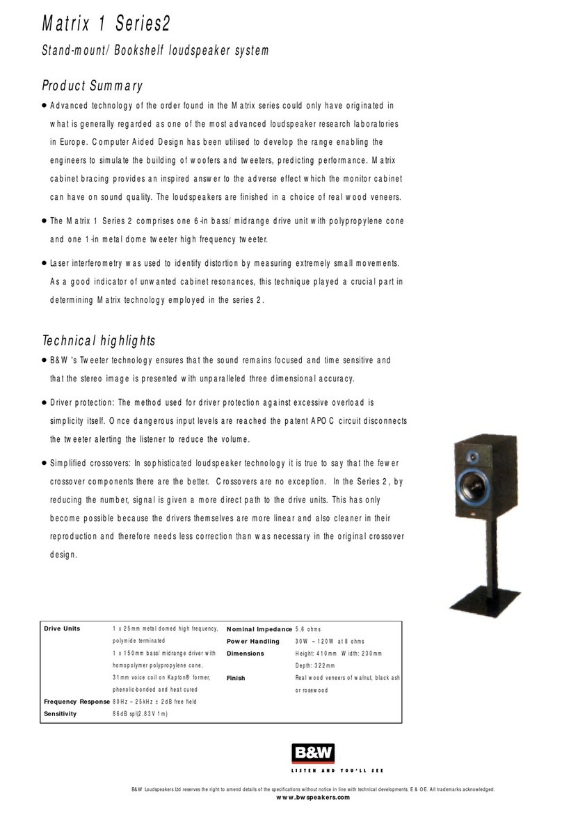 Bowers & Wilkins Matrix 1 Series2 Specification sheet