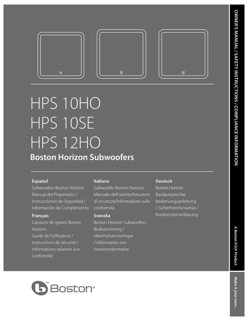 Boston Acoustics Horizon HPS 10HO owner's manual Boston Acoustics Horizon HPS 10HO owner's manual