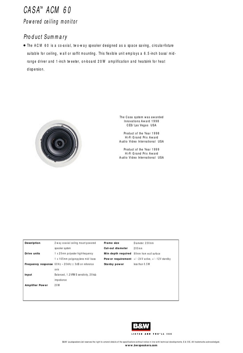 Bowers & Wilkins Powered Ceiling Monitor CASA ACM 60 User manual Bowers & Wilkins Powered Ceiling Monitor CASA ACM 60 User manual