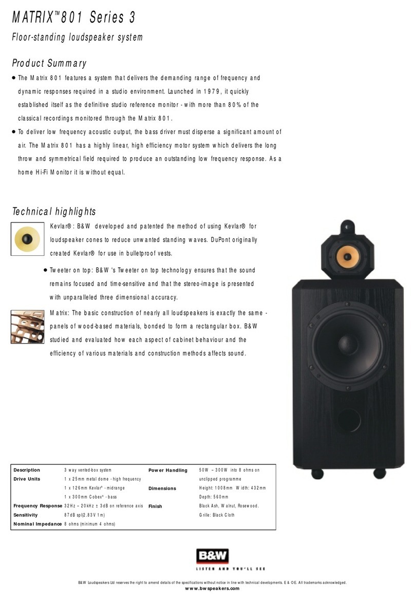 Bowers & Wilkins MATRIX 801 Series 3 Specifications