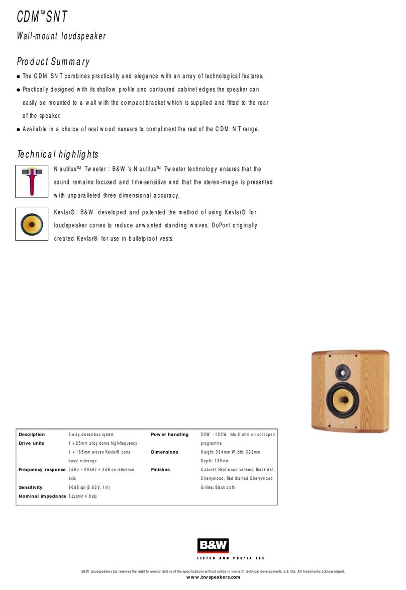 Bowers & Wilkins CDM SNT Specification sheet