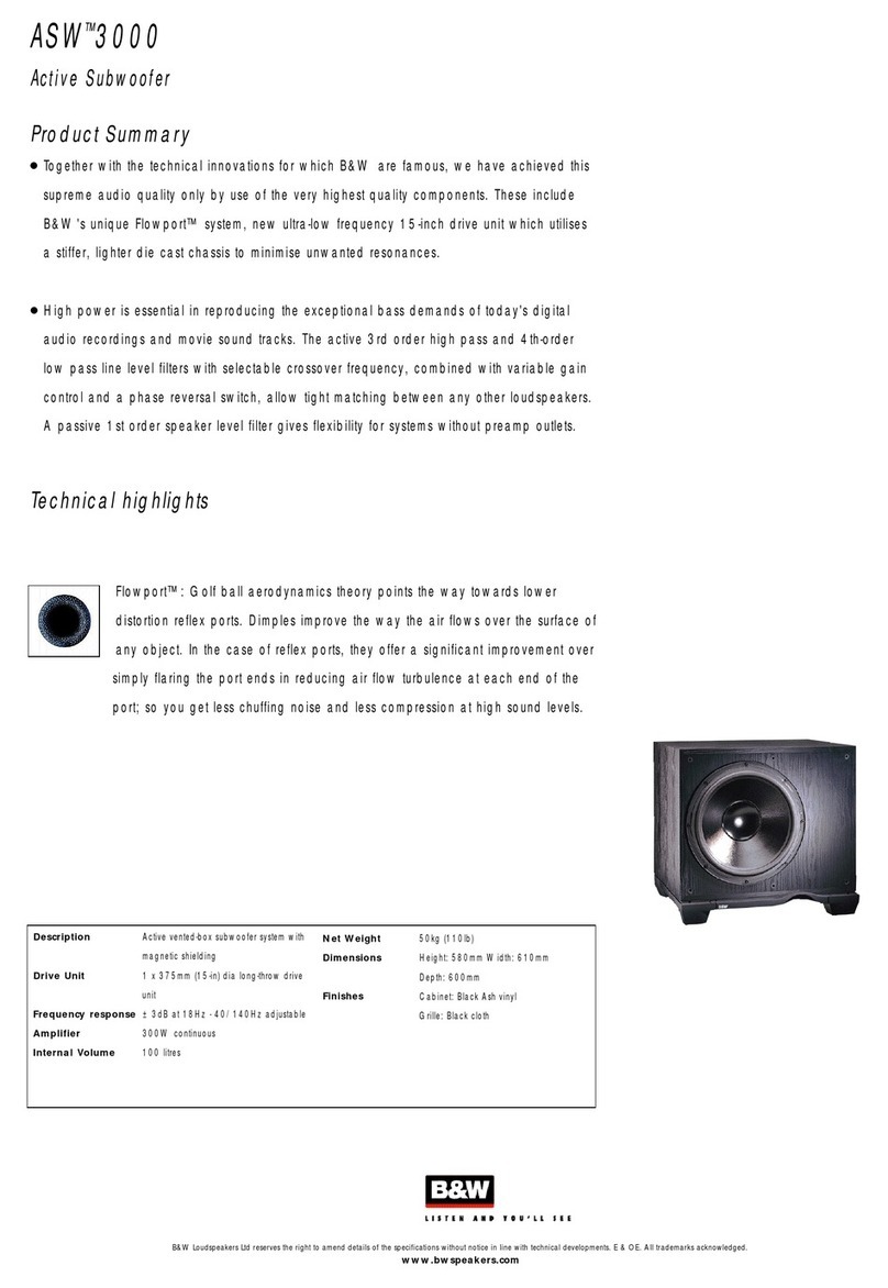 Bowers & Wilkins ASW 3000 Specification sheet