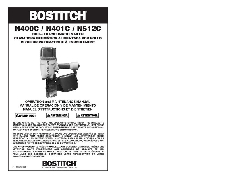 Bostitch 171119REVB Operation and maintenance manual