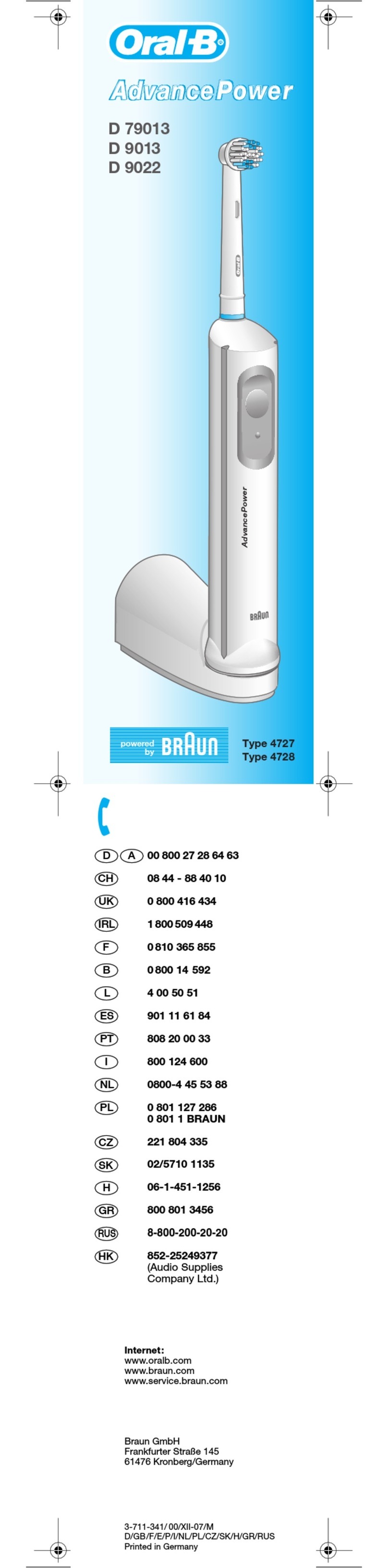 Braun Oral-B Advance Power D 79013 User manual