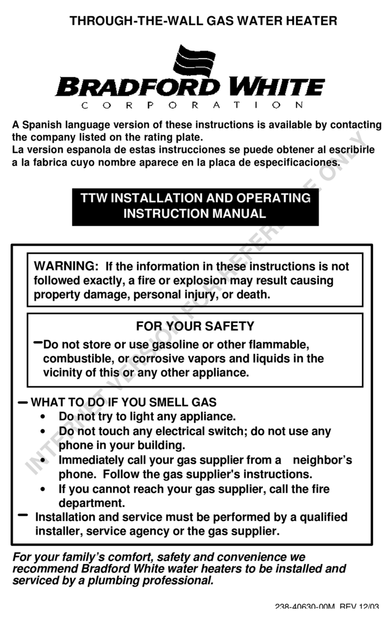 Bradford White THROUGH-THE-WALL GAS WATER HEATER Install and operation instructions